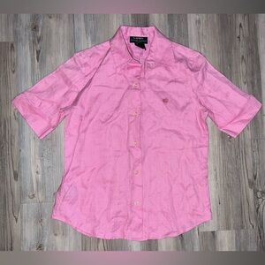 Women’s Lauren Ralph Lauren 100% Linen Button Front Shirt Pink P/S Petite Small